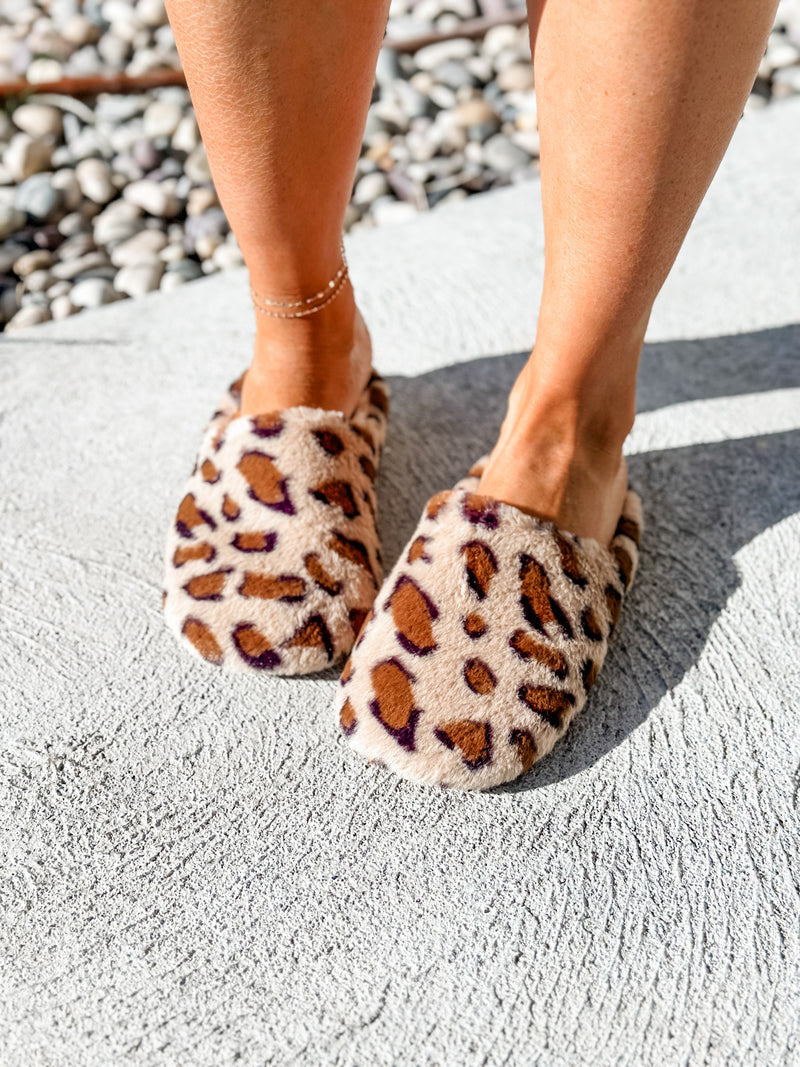 Fuzzy Leopard Slippers