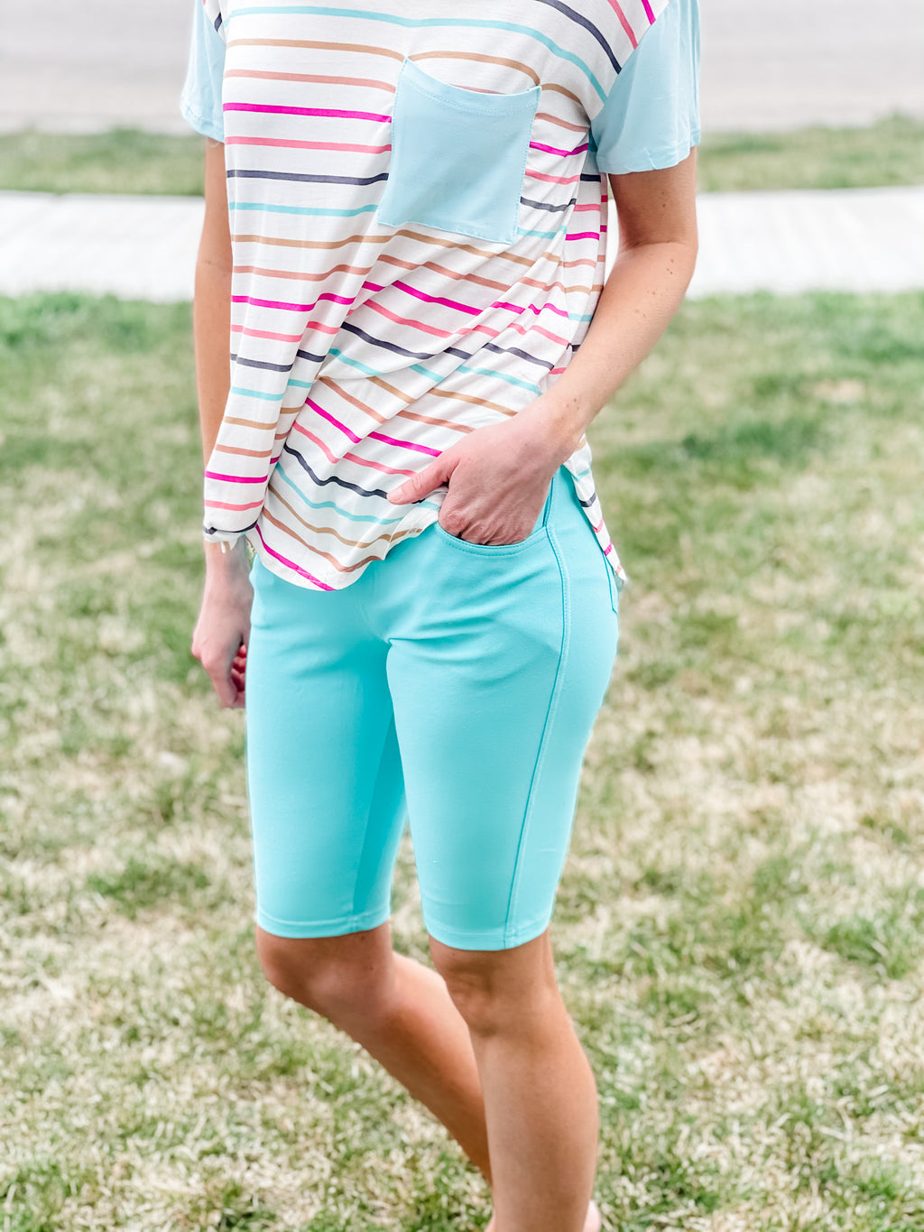 Rome Jegging Shorts - Turquoise - Black Feather Boutique
