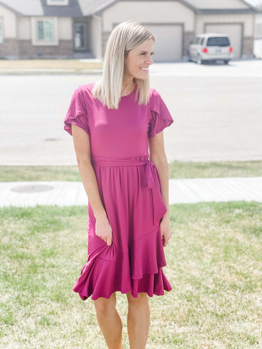 Mercedes Dress in Fuchsia - Black Feather Boutique